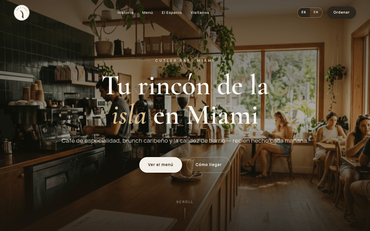 Isla Cafe Miami store scroll capture